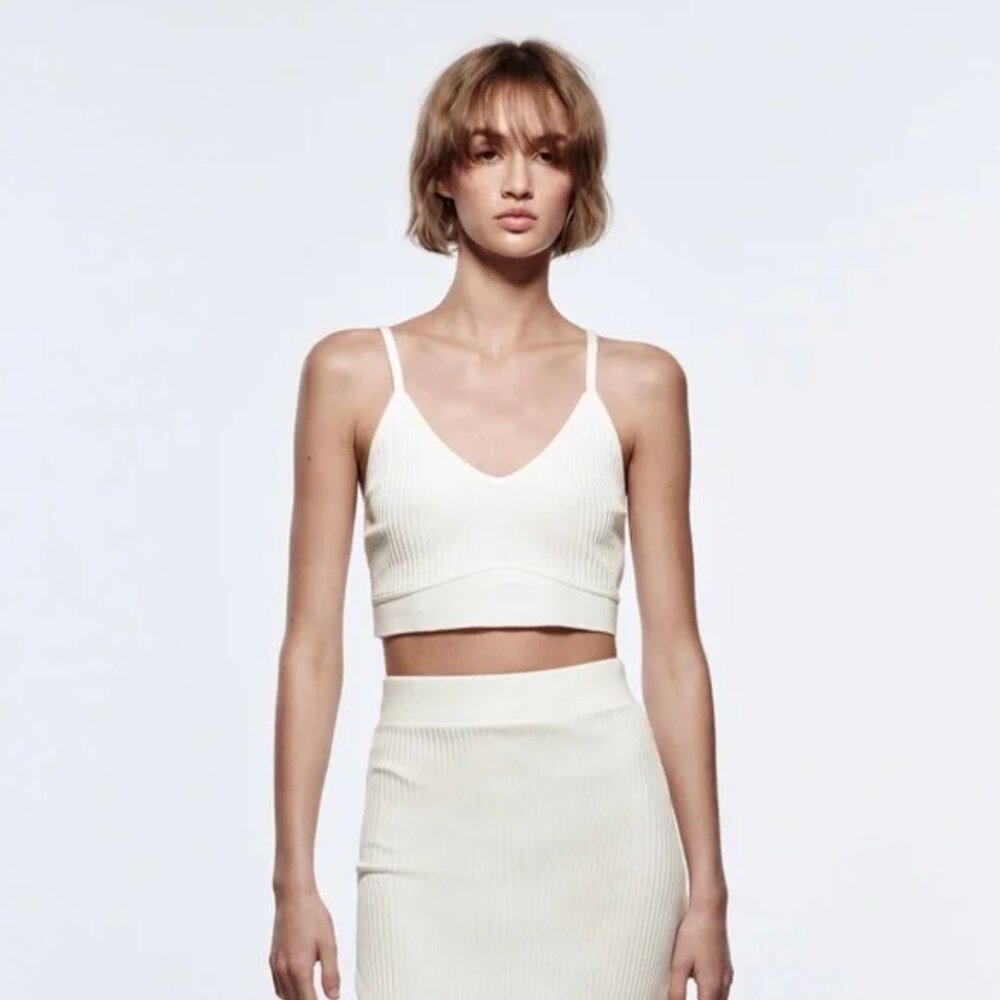 Zara Ribbed Crop Top S
